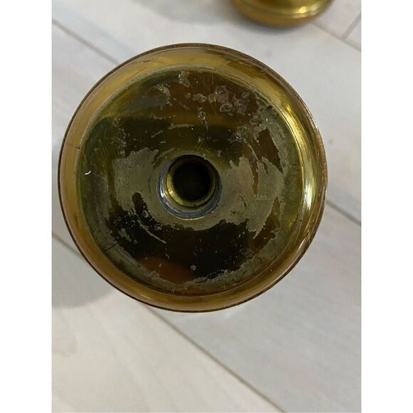 Vintage Heavy Duty Curtain Rod with Brass Rings and Cut Dimond Glass Finials - Picture 7 of 7